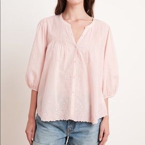 NWOT Velvet by Graham and Spencer Catherine Eyelet Blouse Sz S